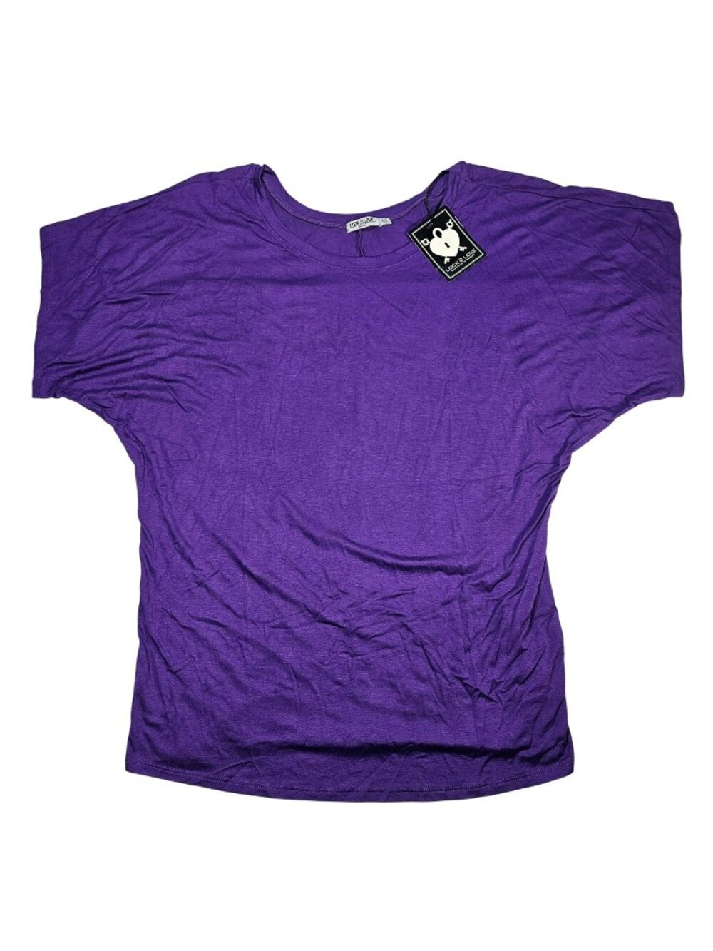 Lock & Love Short Sleeve Scoop Neck T-Shirt Women's Size XXL Purple